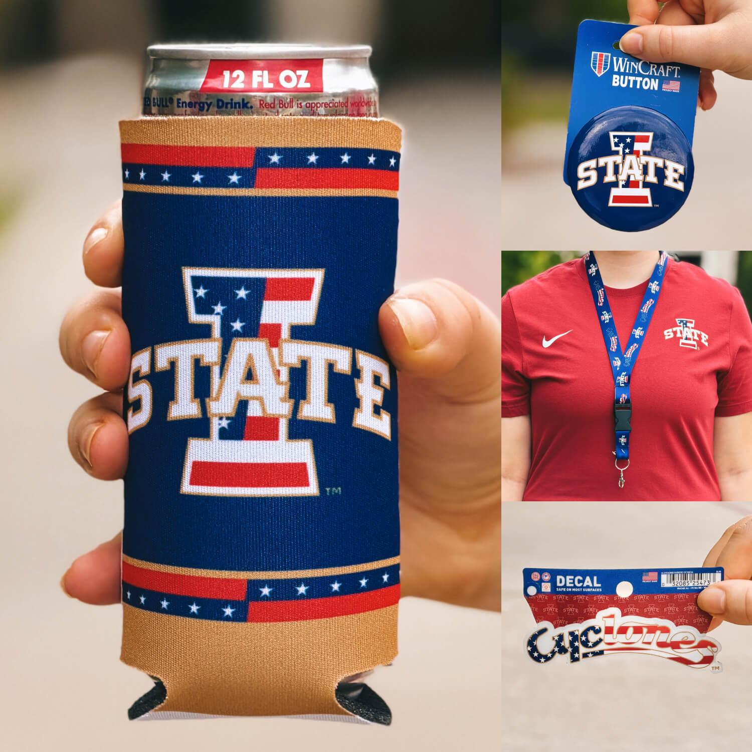 Collage showing Cyclones wearing the Iowa State Patriotic Collection Hats
